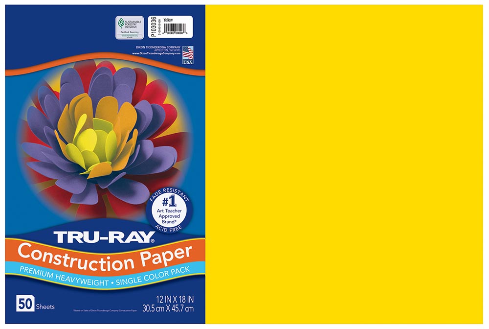 12x18 Yellow Tru-Ray Construction Paper 50ct Pack