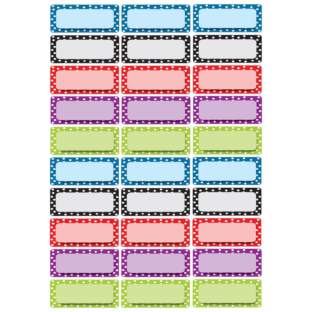 30ct Color Dots Pattern Magnetic Die-Cut Small Foam Nameplates & Labels