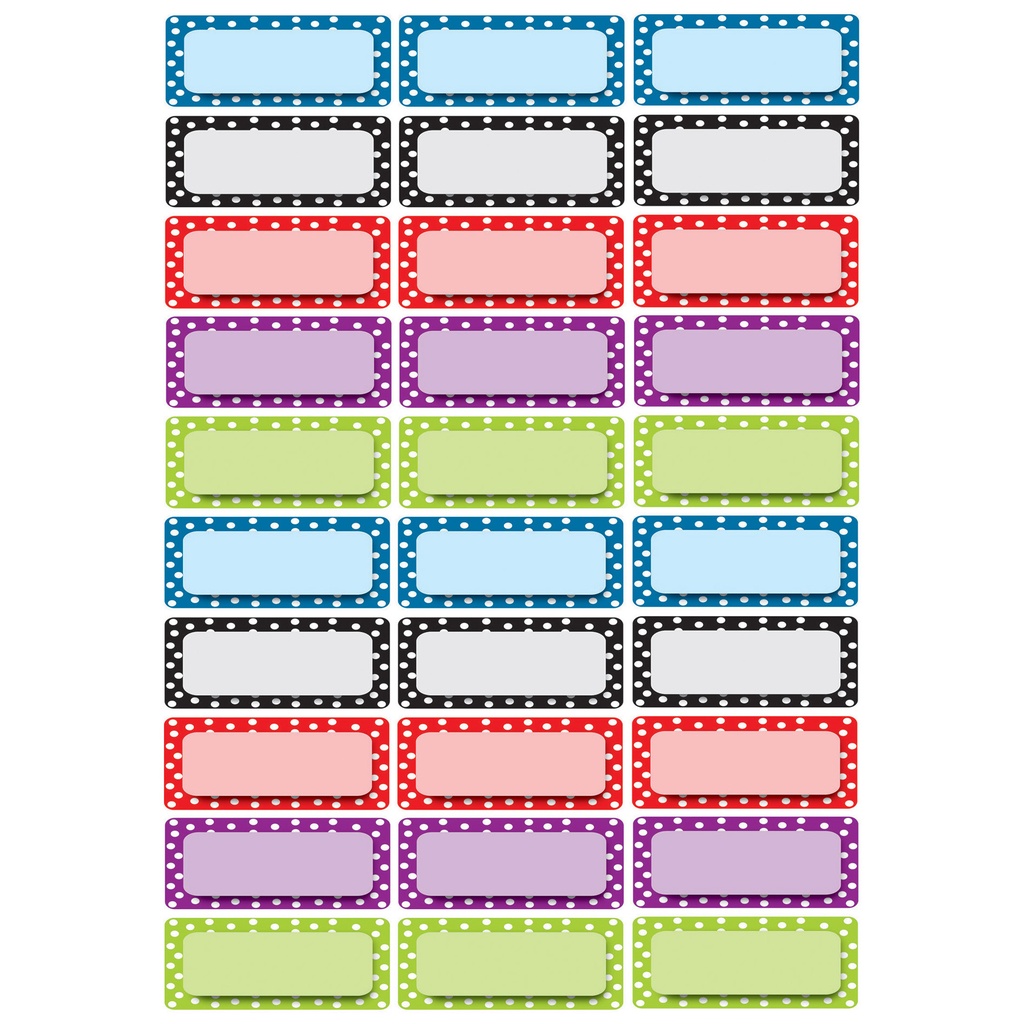 30ct Color Dots Pattern Magnetic Die-Cut Small Foam Nameplates & Labels