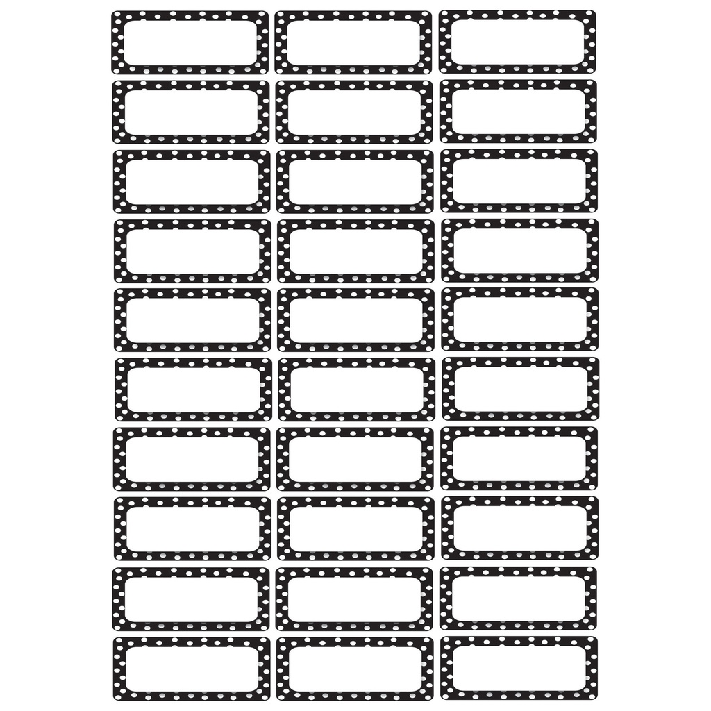 30ct Black & White Dots Magnetic Die-Cut Small Foam Nameplates & Labels 