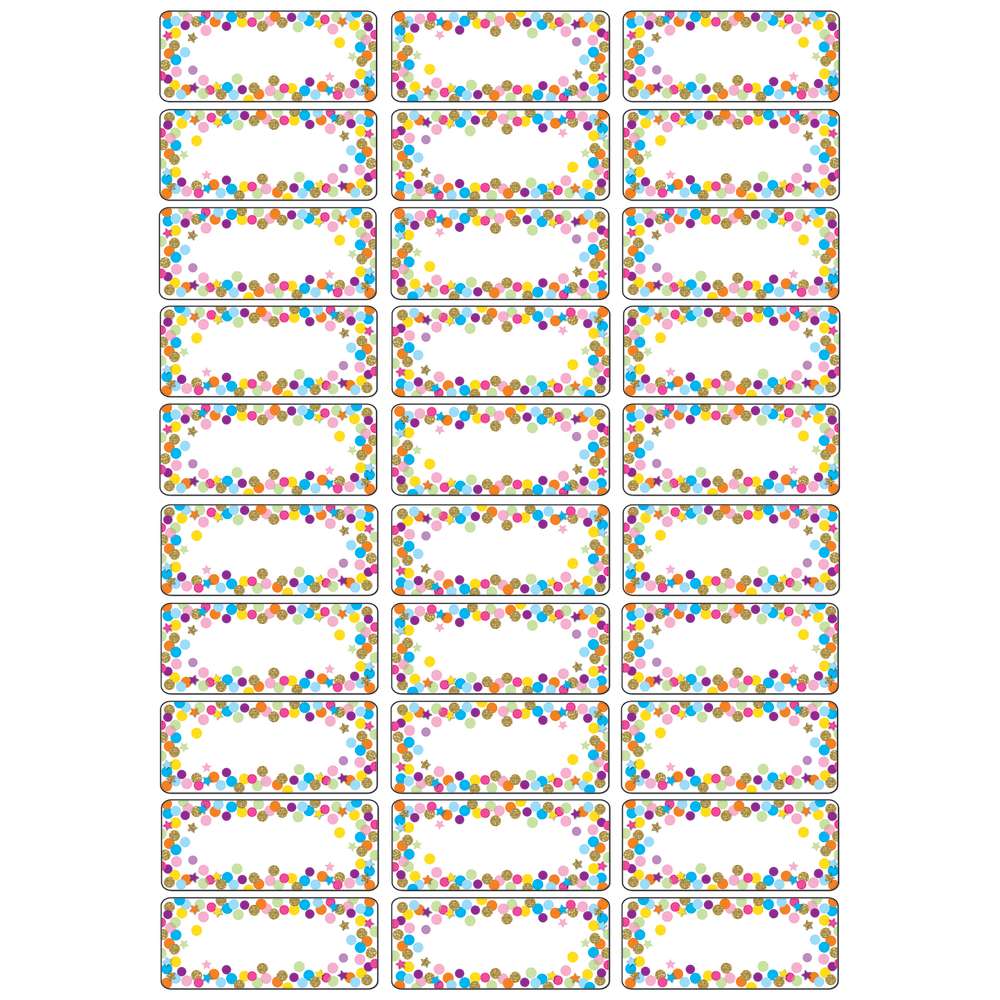 30ct Confetti Magnetic Die-Cut Small Foam Nameplates & Labels
