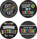 Teacher Created Resources® Chalkboard Brights Happy Birthday Wear ’Em Badges — 32 Self‑Adhesive