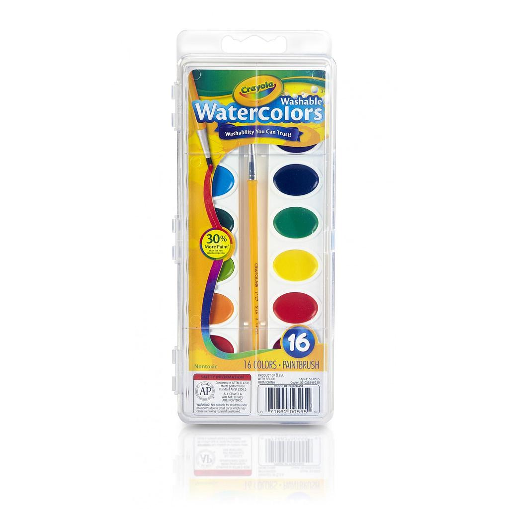 Crayola® Washable Watercolors — 16 colors, includes brush