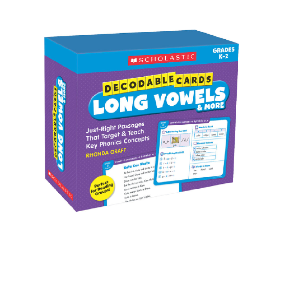 Scholastic® Decodable Cards — Long Vowels & More, Grades K–2 (125 Cards)