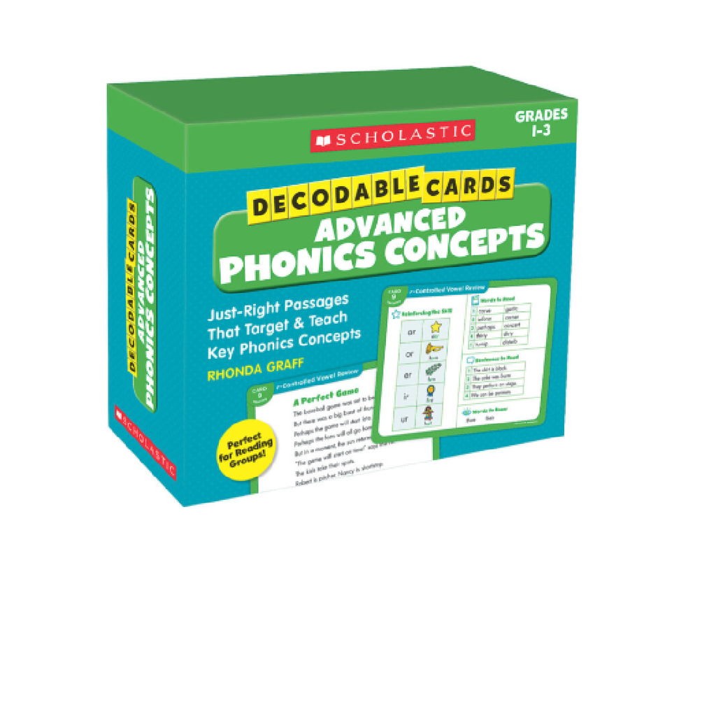 Scholastic® Decodable Cards — Advanced Phonics Concepts, Grades 1–3 (125 Cards)