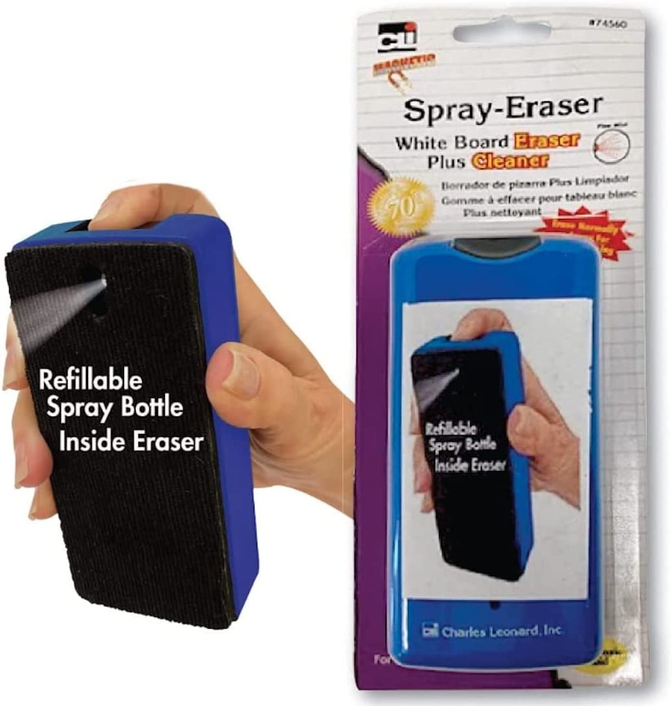Charles Leonard® Magnetic Whiteboard Spray Eraser — 6" × 2.5" × 1.5" (each)