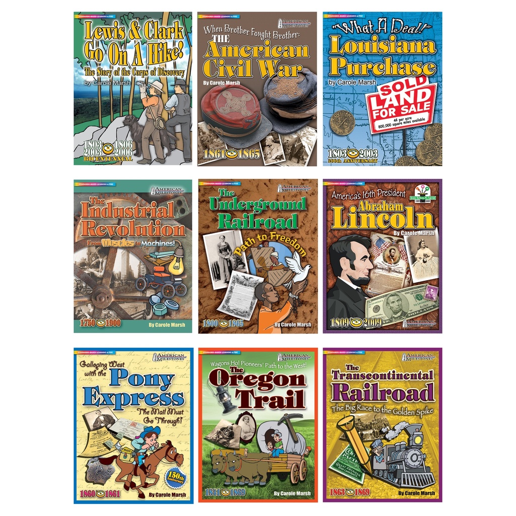 Gallopade® 19th Century U.S. History — 9‑Book American Milestones Set