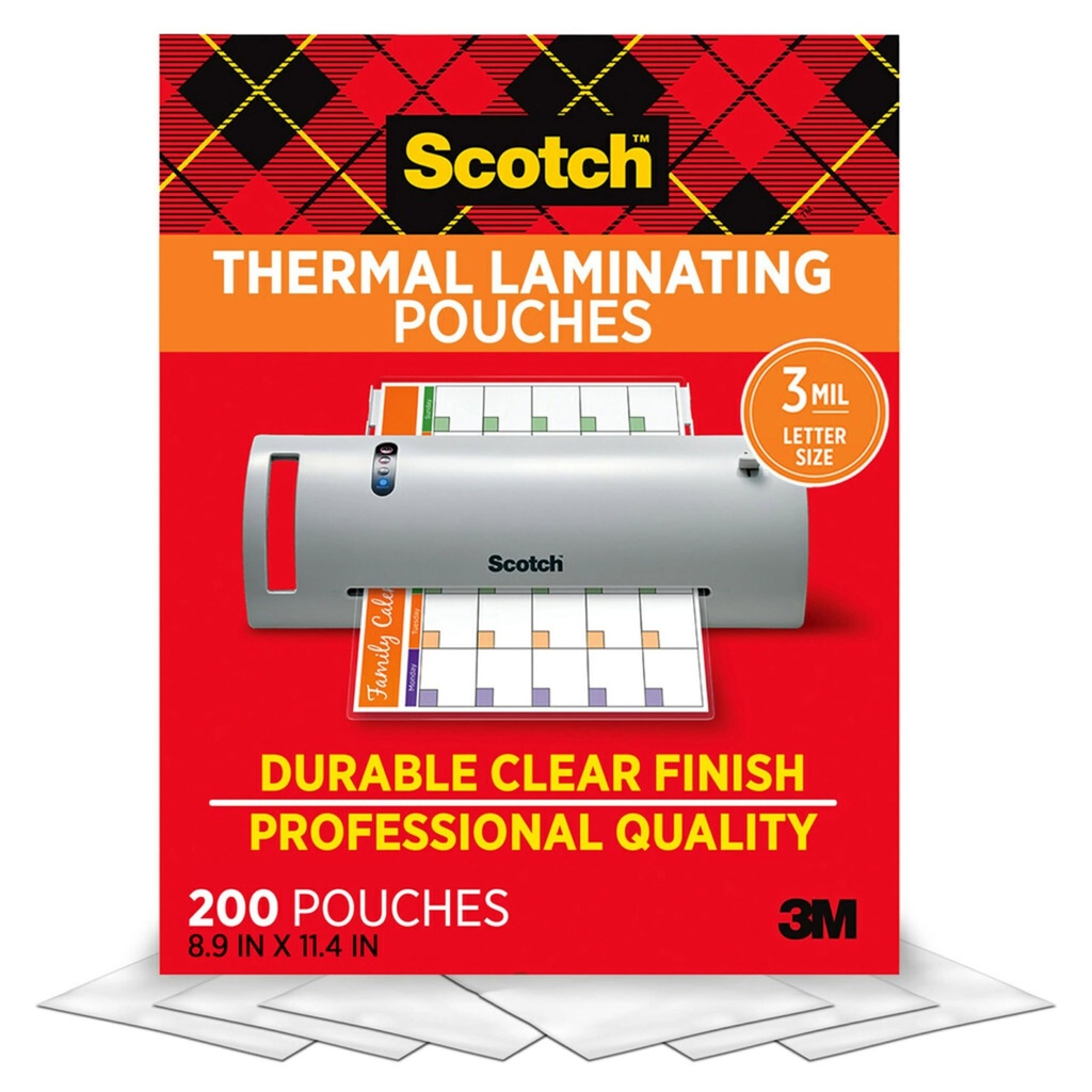 Scotch® Letter Size Thermal Laminating Pouches — 200 Count, 3 mil