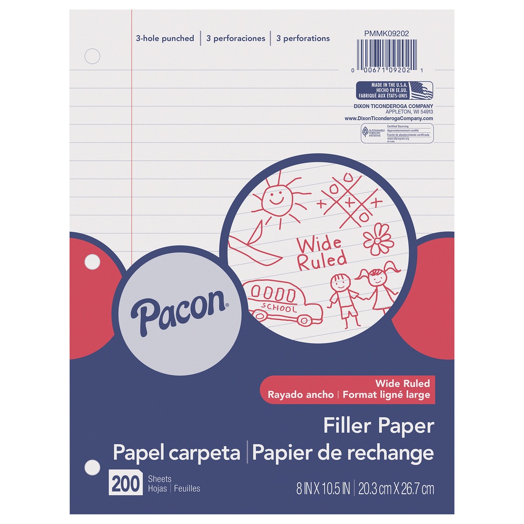 200ct Wide Ruled Filler Paper Pack