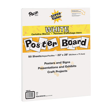 Pacon® Super Value Poster Board — Economical 22" × 28" white sheets for posters and displays