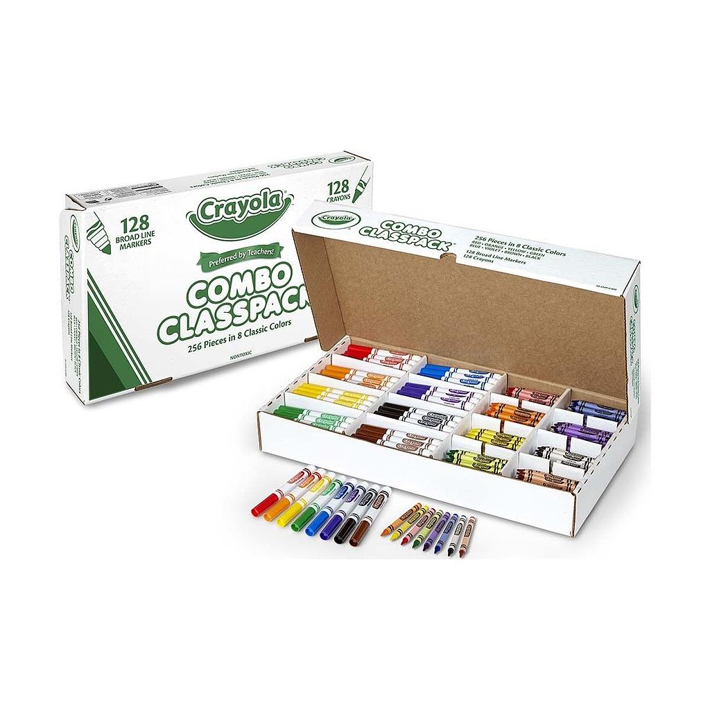Crayola® Classpack — 128 Regular Crayons + 128 Classic Broad Line Markers (8 colors)