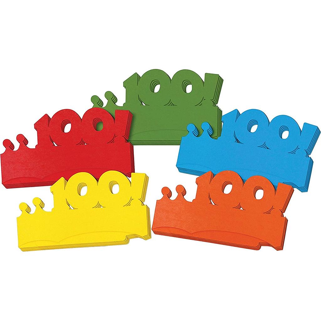 Creativity Street® 25ct 100 Days Paper Crowns, 4.5" x 24.75"  flat size, 25 crowns 