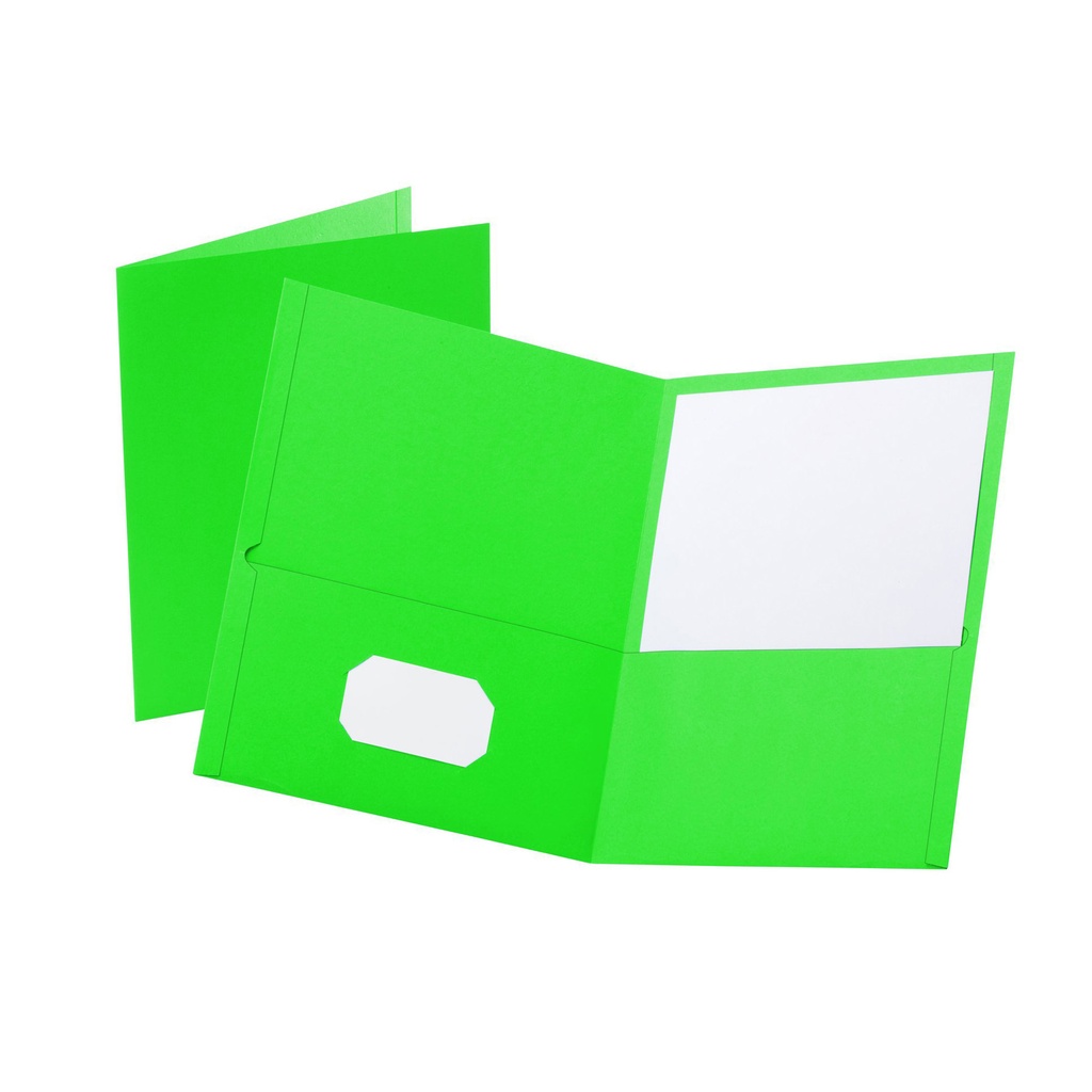 Oxford Twin‑Pocket Folders — Light Green, Letter Size, 25/Box