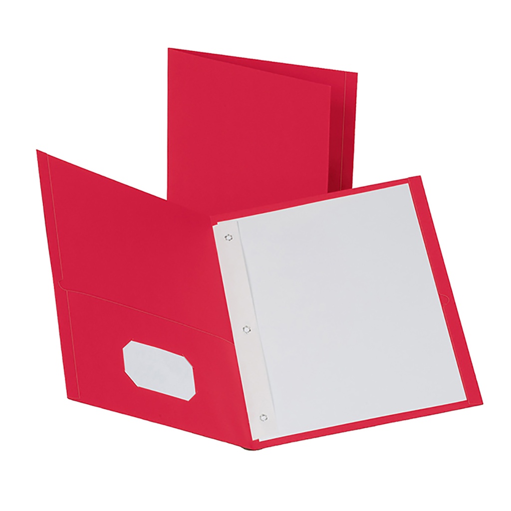 Oxford® Twin Pocket Folders with Fasteners — Red, Letter Size (25/Box)