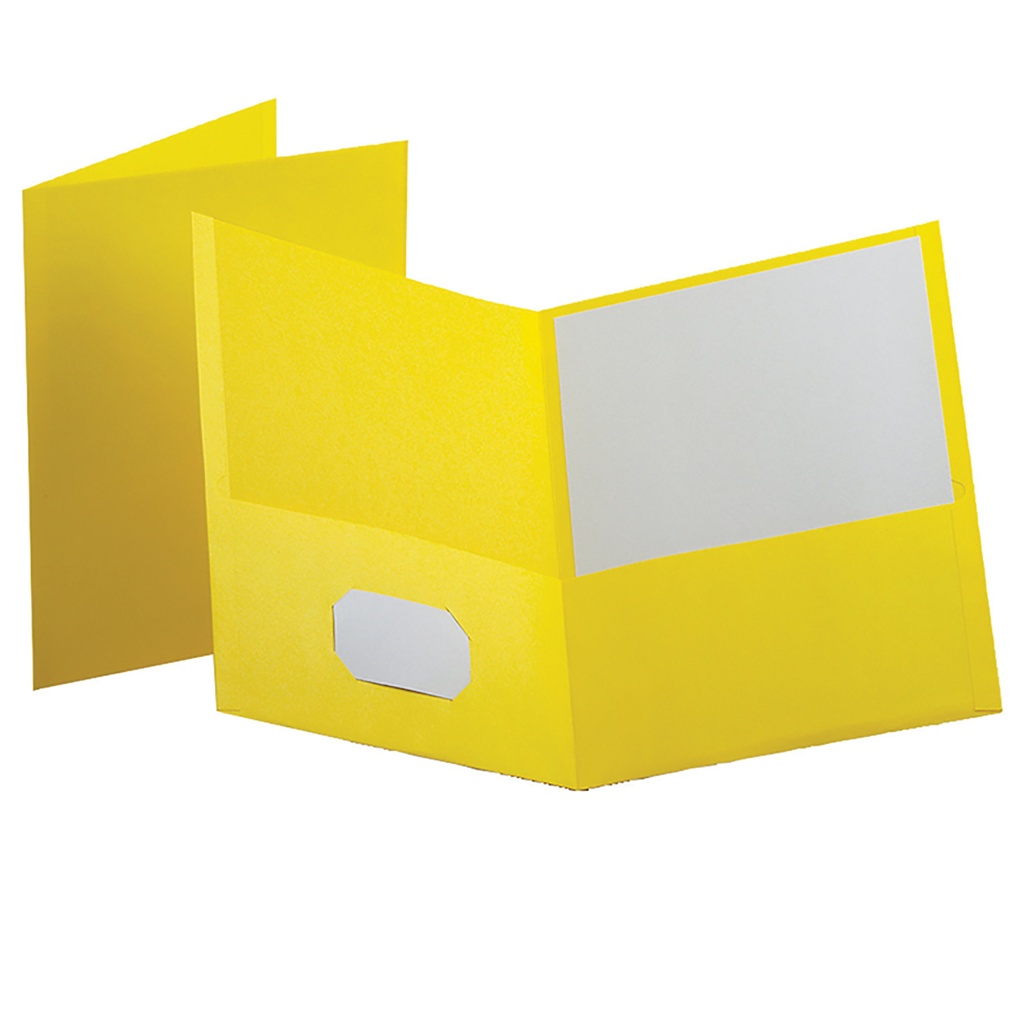 Oxford Twin‑Pocket Folders — Yellow, Letter Size, 25/Box