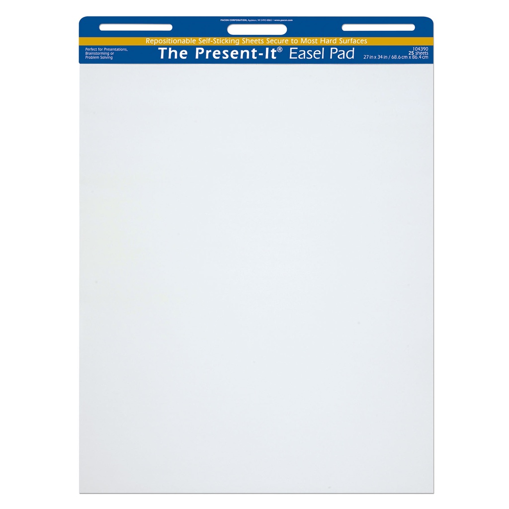 Pacon® The Present-It® Easel Pad, Self-Adhesive, White,27" x 34", 25 Sheets 