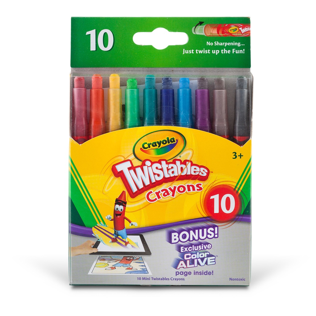 Crayola® Mini Twistables® Crayons — 10 count (twist‑up, no sharpening)
