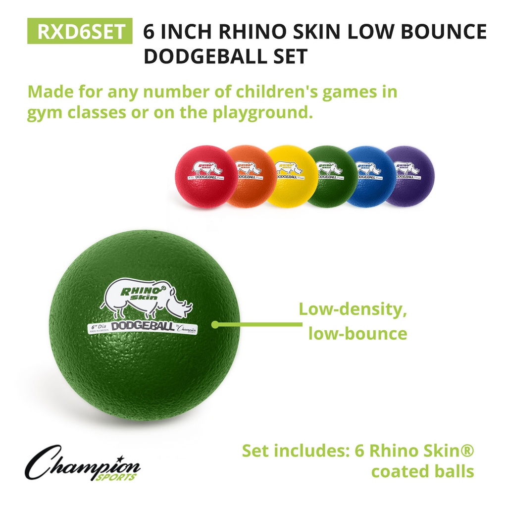 6ct Rhino Skin® 6-Inch Low Bounce Dodgeball - Assorted Colors