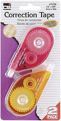2ct Correction Tape Assorted Color Casing