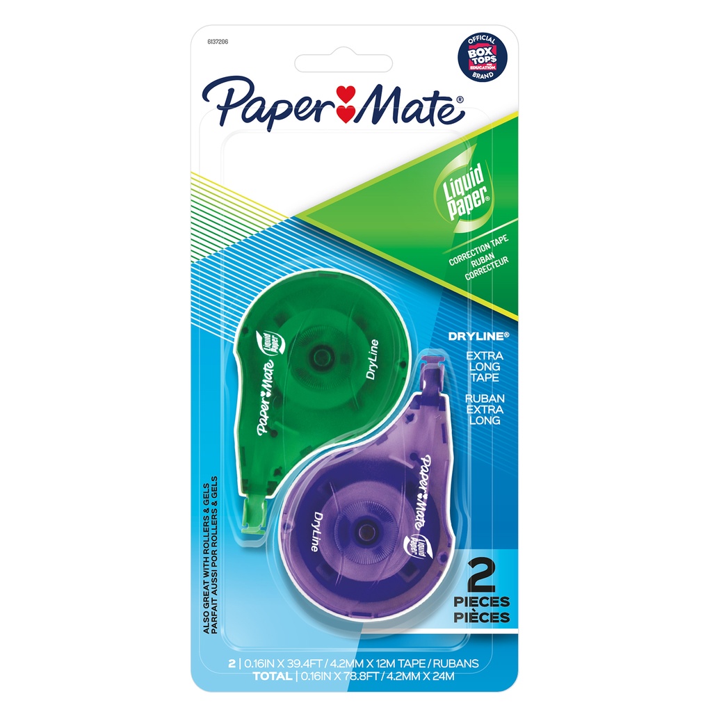 Paper Mate® Liquid Paper® DryLine® Correction Tape — 2 pack, 1/6" × 472" each