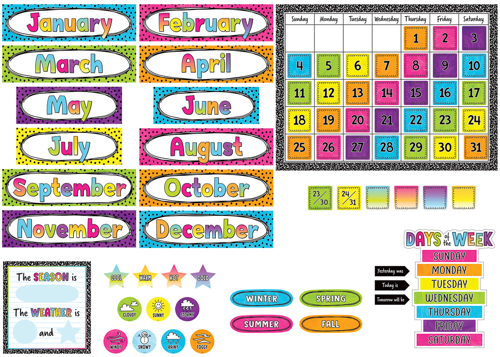 Teacher Created Resources® Brights 4Ever Calendar Bulletin Board — 141 pieces