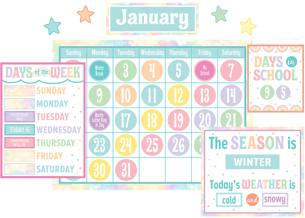 Pastel Pop Calendar Bulletin Board Set