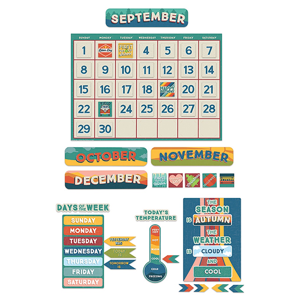 Eureka® Adventurer Calendar Bulletin Board Set — 110 Pieces