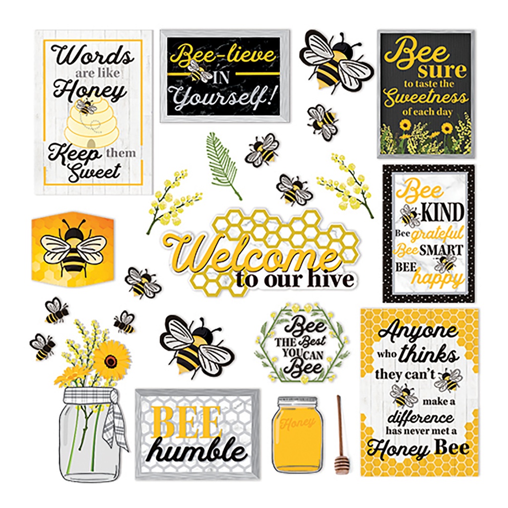 Eureka® The Hive Motivational Gallery Wall Bulletin Board Set — 34 Pieces