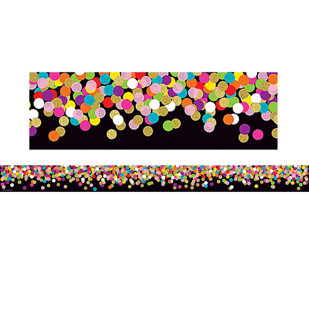 Teacher Created Resources® Colorful Confetti on Black Straight Border Trim — Bulletin Board Straight Border (35 feet)