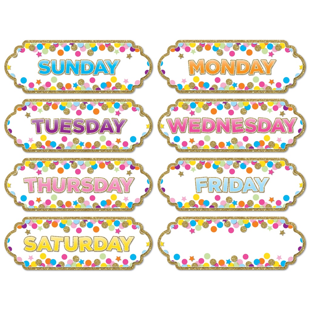 Confetti Days of the Week Magnetic Die-Cut Timesavers &amp; Labels