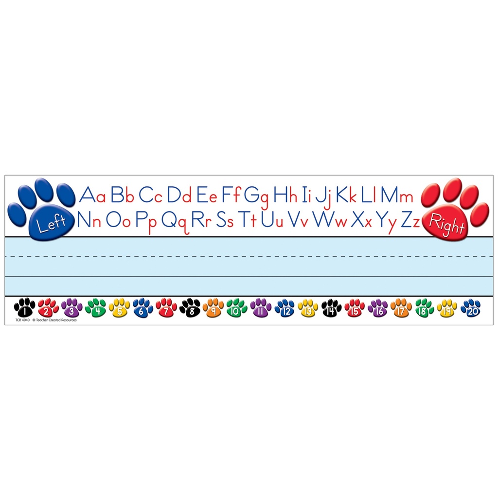 Teacher Created Resources® Paw Prints Left/Right Alphabet, Name Plates, 36/Pack