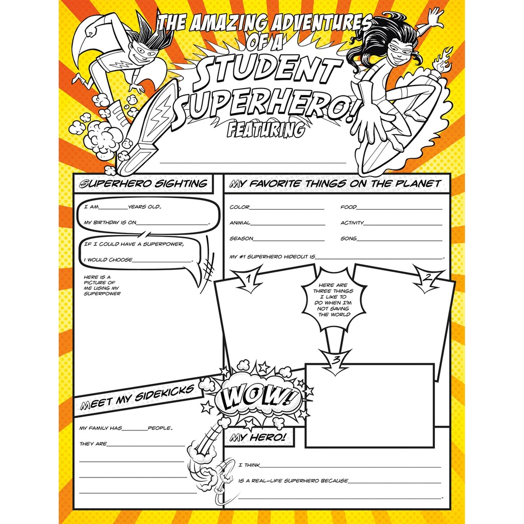 North Star Teacher Resources® Fill Me In: Student Superhero! — 32 posters, 17" × 22"