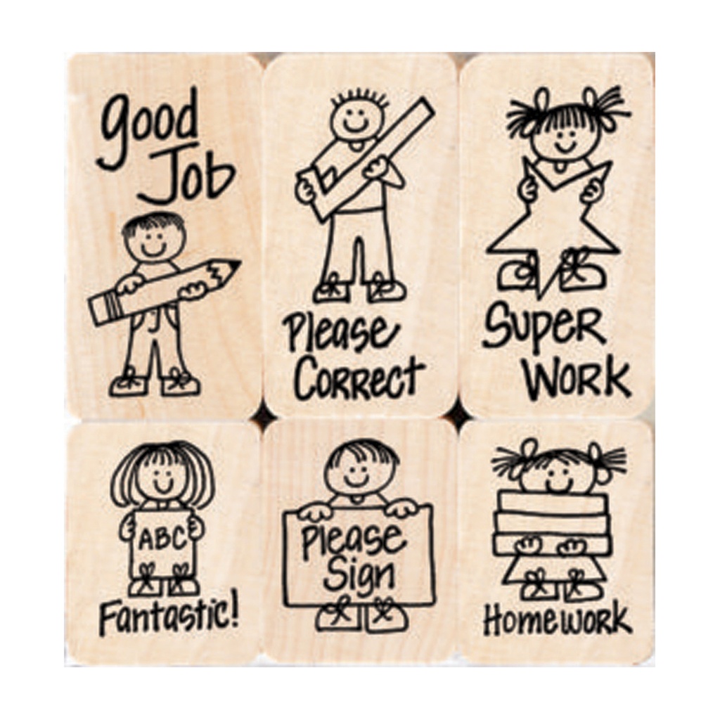 6ct Big 'n' Little Hero Kids For Teachers Stamps