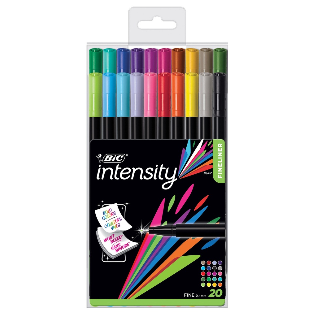 20ct Intensity Fineliner Fine Point (.04mm) Marker Pens - Assorted Colors