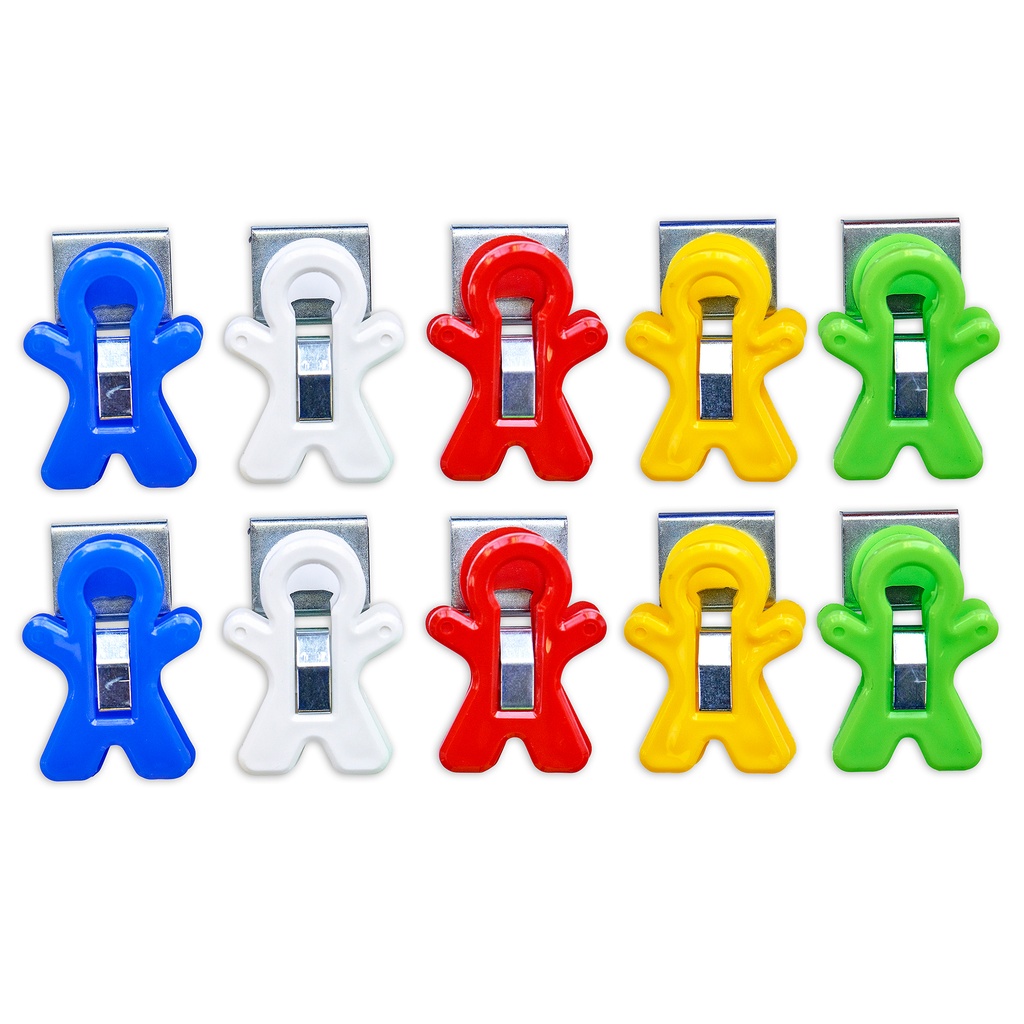 10ct Assorted Colors Magnet Man Magnetic Clips