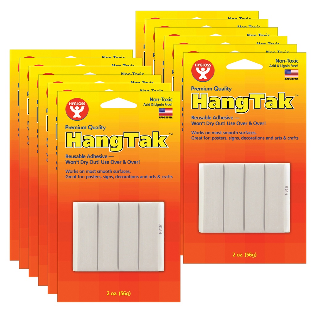 Hygloss® HangTak™ — White Reusable Adhesive, 2 oz (Case of 12)