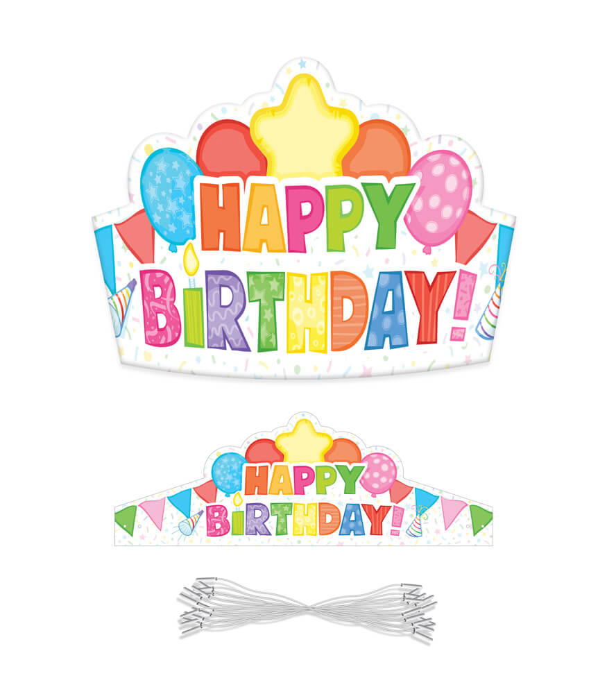 Happy Birthday Crowns 30 Pack with Elastic Bands | 101100 CD