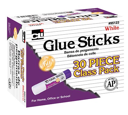 Charles Leonard® Clear Glue Sticks — .28 oz, Class Pack of 30