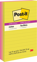 Post‑it® Super Sticky Notes — 4" × 6" lined, Summer Joy colors, 3 pads/pack