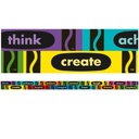 Eureka® Crayola® Inspirational Words Deco Trim — 2‑1/4" × 37" Strips, 12/Pack (37 ft)
