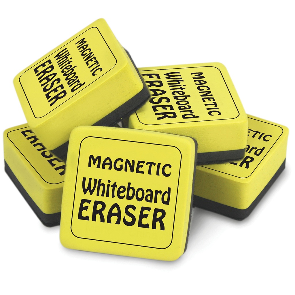 Magnetic Whiteboard Eraser, 2" x 2", Yellow, Pack of 12