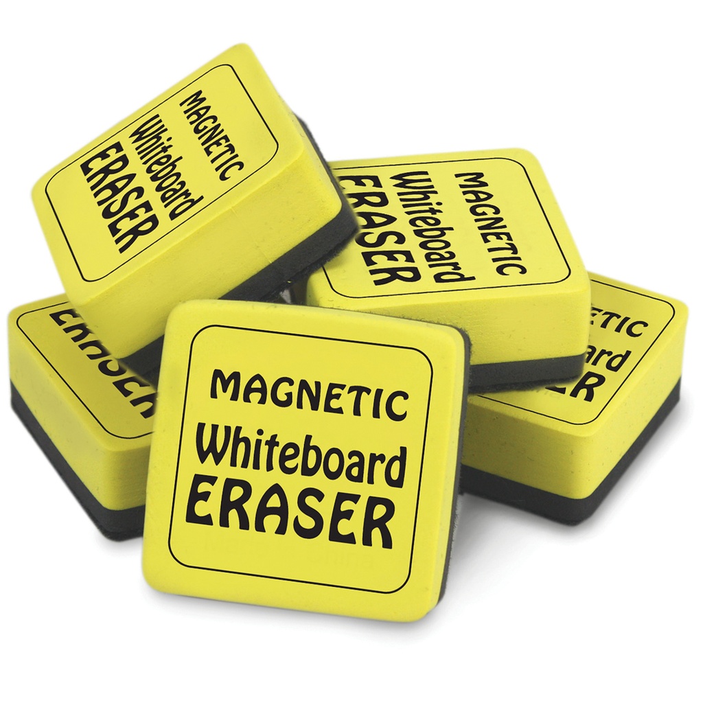 The Pencil Grip® Magnetic Whiteboard Erasers, Yellow, 12‑Pack, 2" × 2"