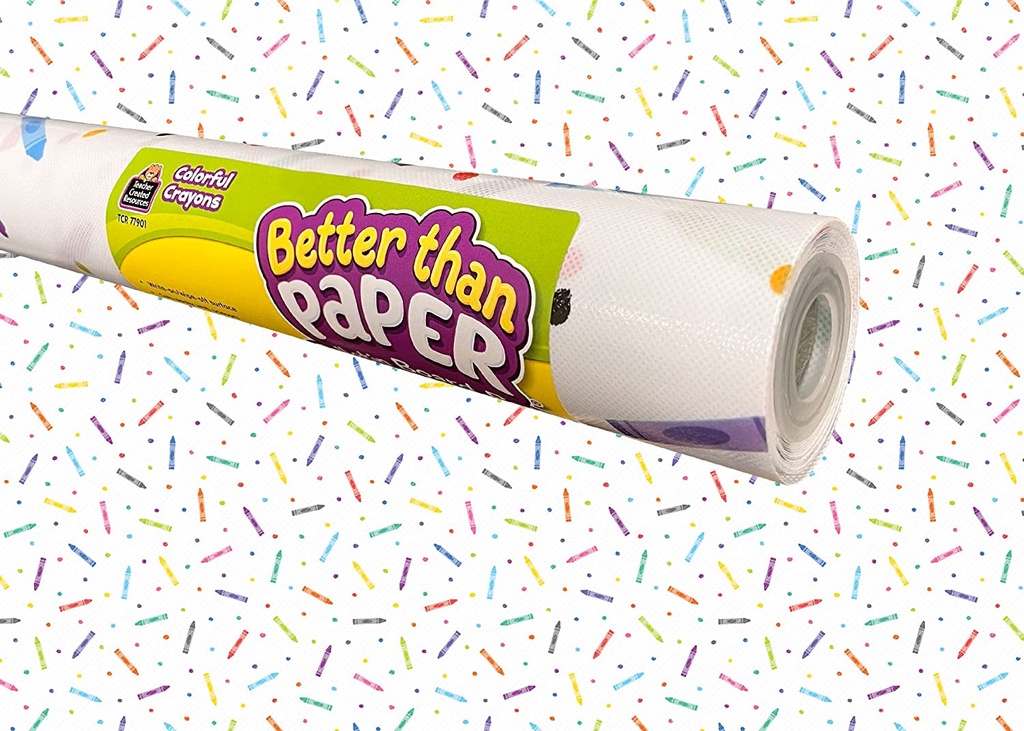 Better Than Paper Bulletin Board Roll, Colorful Crayons, 4-Pack
