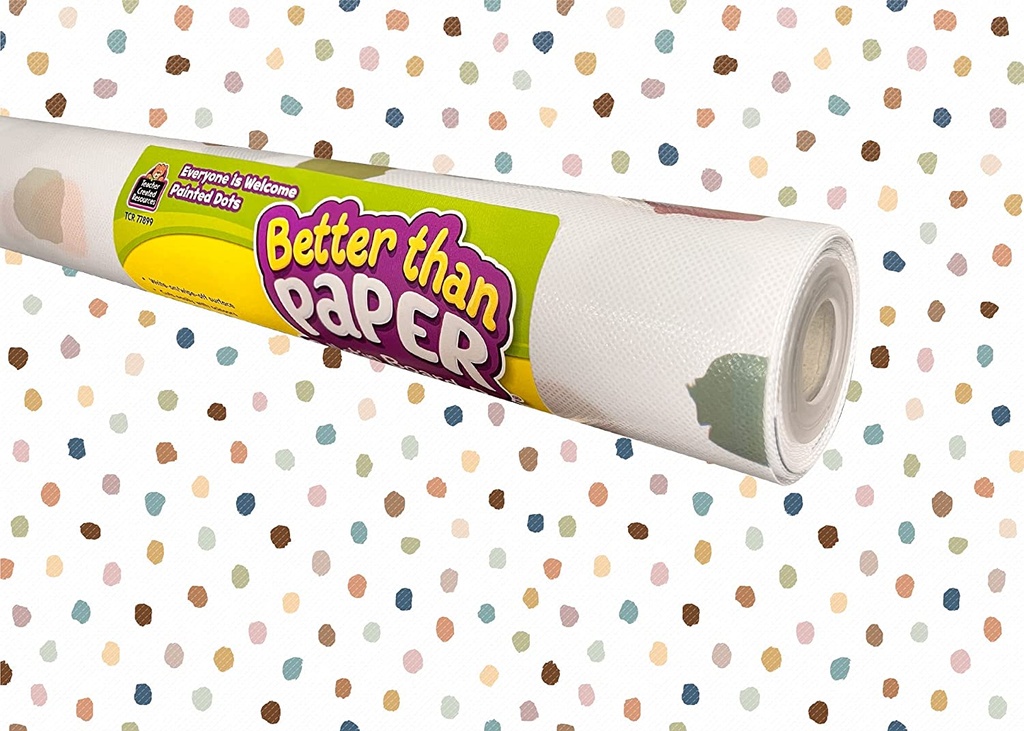 Teacher Created Resources® Better Than Paper Bulletin Board Roll, Everyone is Welcome Painted Dots, 4-Pack, Reusable Bulletin Board Backdrop