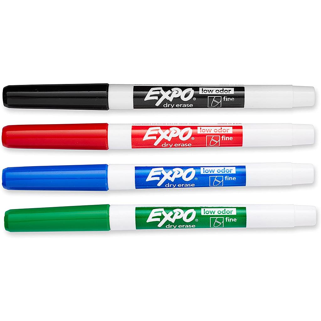 4 Color Set Expo Low Odor Dry Erase Markers (86074 SAN)