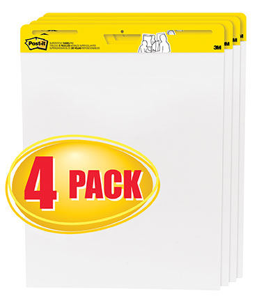 Post‑it® Super Sticky Easel Pads — 25"×30", 4‑Pack (30 sheets/pad)