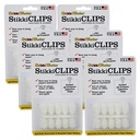 StikkiWorks® StikkiCLIPS™ Adhesive Clips, White, 20 Per Pack, 6 Packs,3/4" clip, 120 clips (6 packs of 20) 
