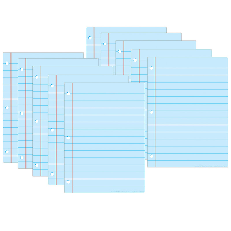 Smart Poly® PosterMat Pals™ Space Savers, 13" x 9-1/2", Blue Notebook Paper, Pack of 10