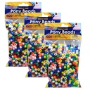 Creativity Street® Pony Beads — Bright Hues, 6 mm × 9 mm, 3,000 Total (3×1,000)