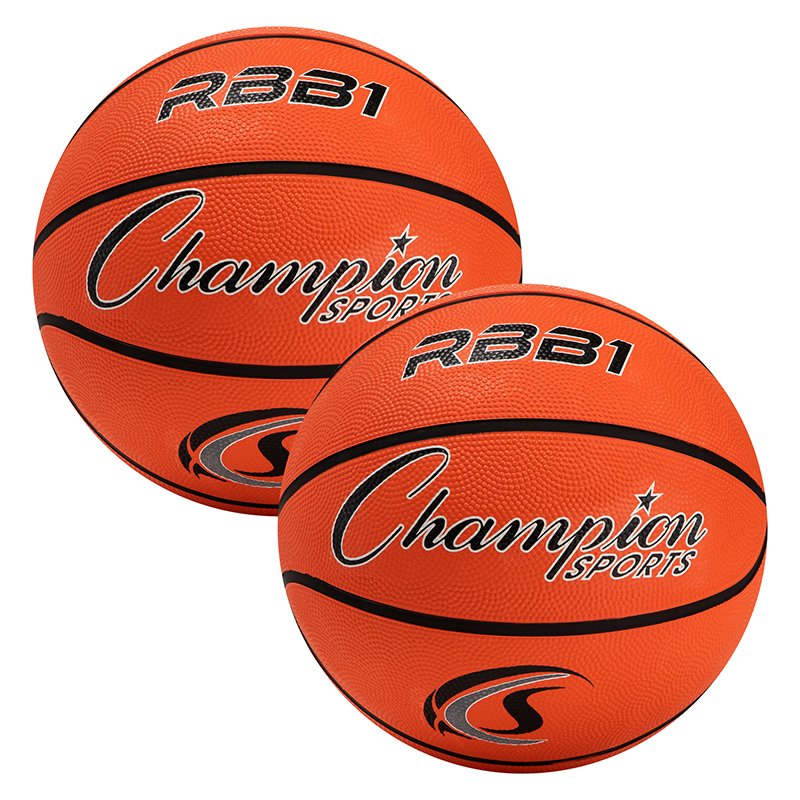 Champion Sports® Official Size Rubber Basketballs — Pack of 2, Size 7 PE Set